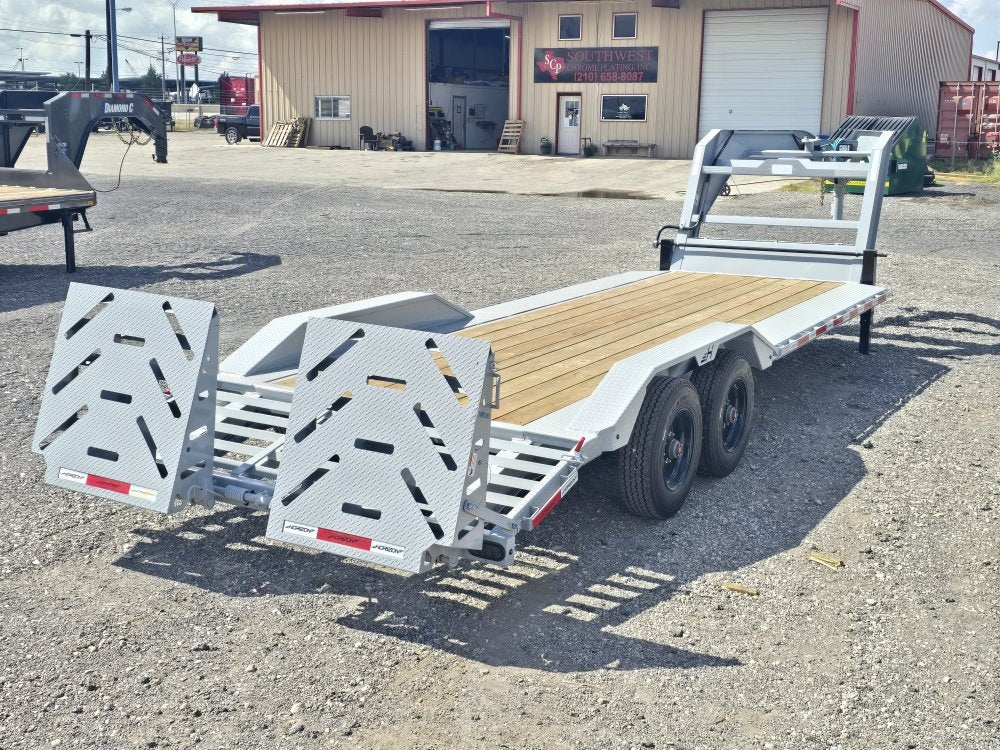 24' HEH Gooseneck Equipment Trailer (2) 10K Axles, Drive Over Fenders, 3' Dove W/ Mountain Ramps - Drive Over Fenders/Equipment Trailers - Stryker Dealership Group