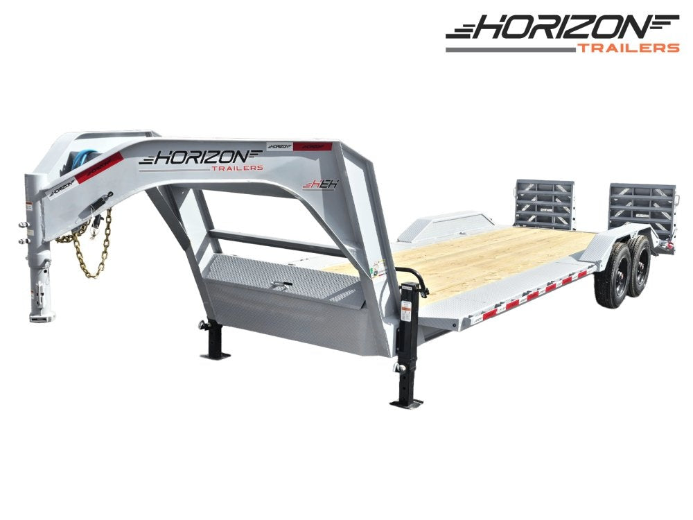 24' HEH Gooseneck Equipment Trailer (2) 10K Axles, Drive Over Fenders, 3' Dove W/ Mountain Ramps - Drive Over Fenders/Equipment Trailers - Stryker Dealership Group