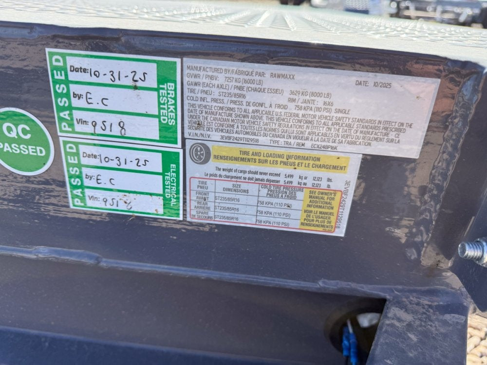 24' RawMaxx ECX Equipment Trailer Slide In Ramps - (2) 8k Axles - Equipment Trailers - Stryker Dealership Group