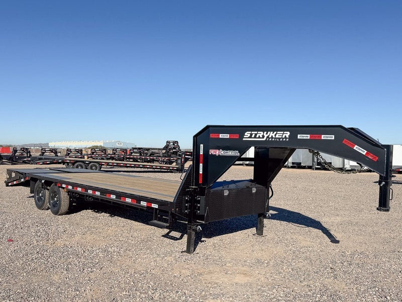 25' Stryker Gooseneck Deckover Trailer Mega Ramps - (2) 7K Axles 003788 - Stryker Dealership Group