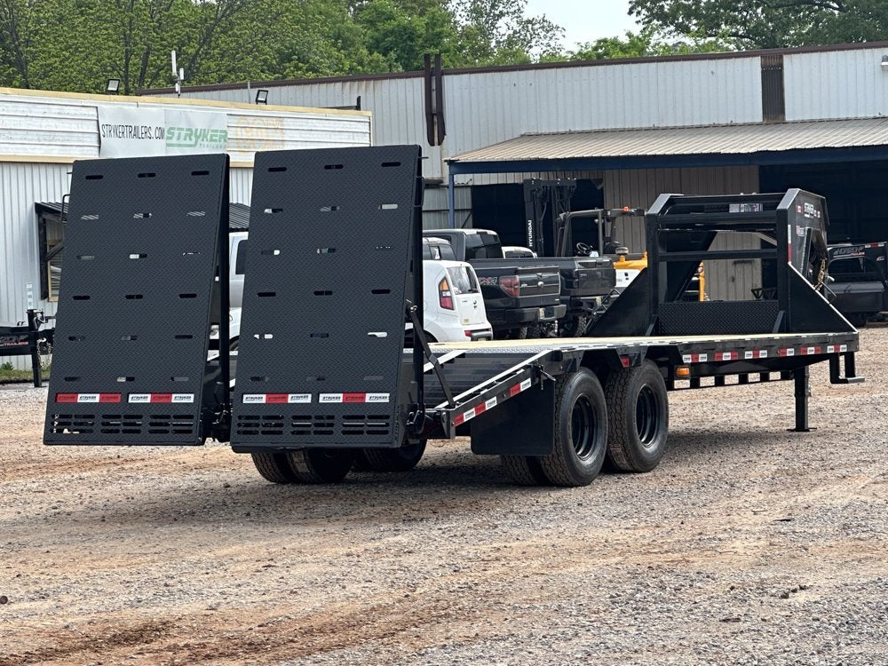 25' Stryker Gooseneck (2) 10K Axles Mega Ramps Dual Wheels - Deckover Trailers - Stryker Dealership Group