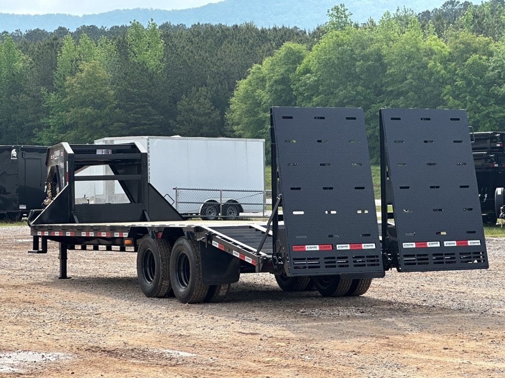 25' Stryker Gooseneck (2) 10K Axles Mega Ramps Dual Wheels - Deckover Trailers - Stryker Dealership Group