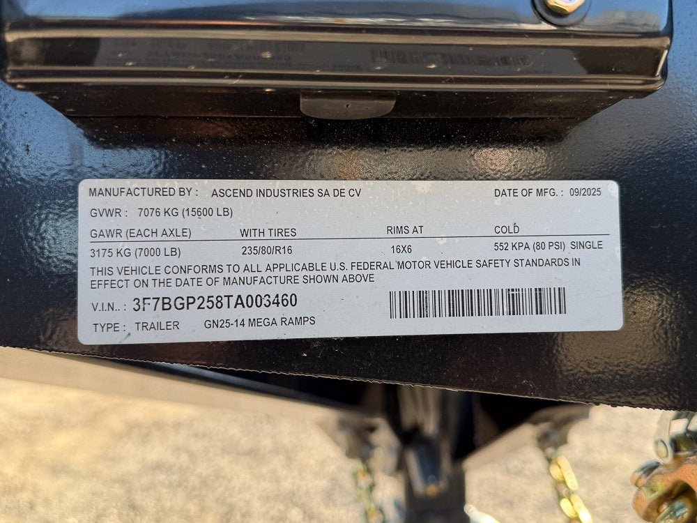 25' Stryker Gooseneck (2) 7K Axles Mega Ramps 14 ply Tires - Super Single Deckover/DO 7K MR - Stryker Dealership Group