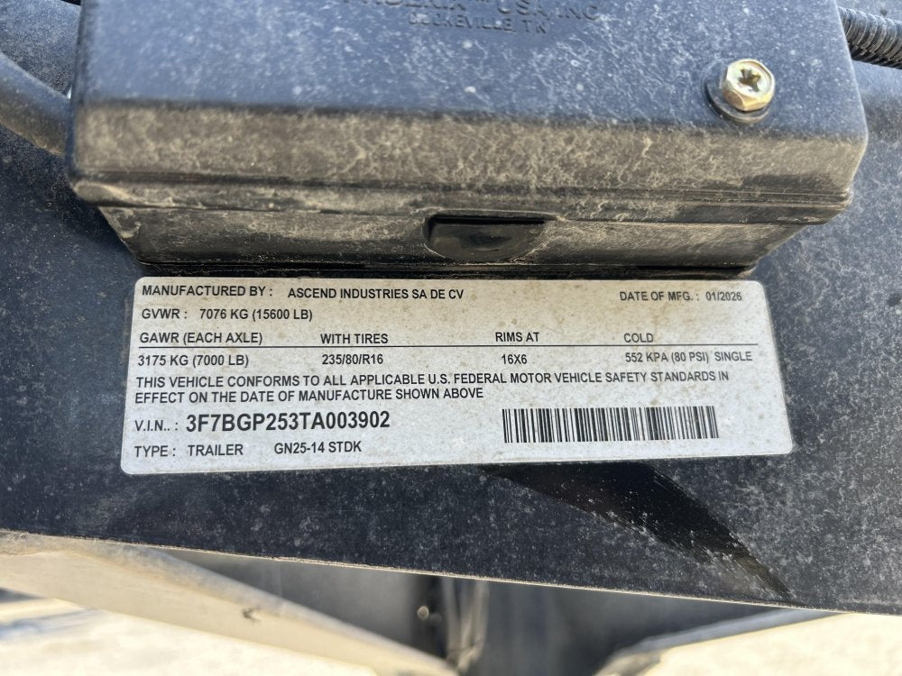 25' Stryker Gooseneck Deckover Trailer Straight Deck - (2) 7K Axles - Super Single Deckover/DO 7K SD - Stryker Dealership Group