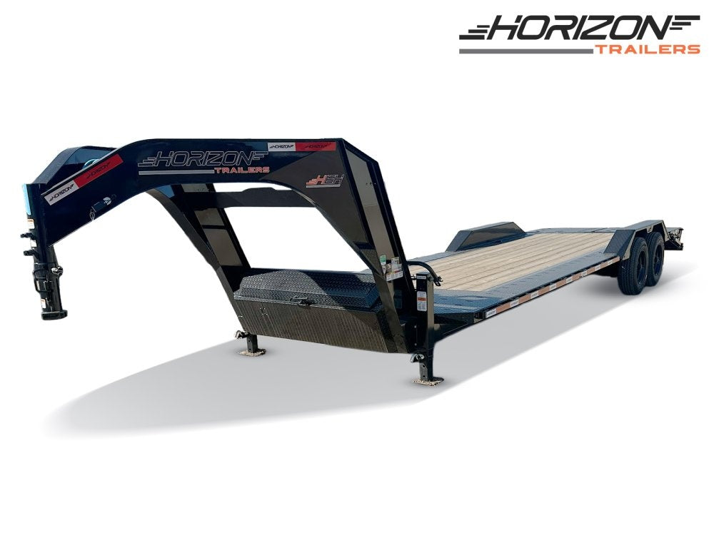 26' HEH Gooseneck Equipment Trailer (2) 10K Axles, Drive Over Fenders, 3' Dove W/ Mountain Ramps - Equipment Trailers - Stryker Dealership Group