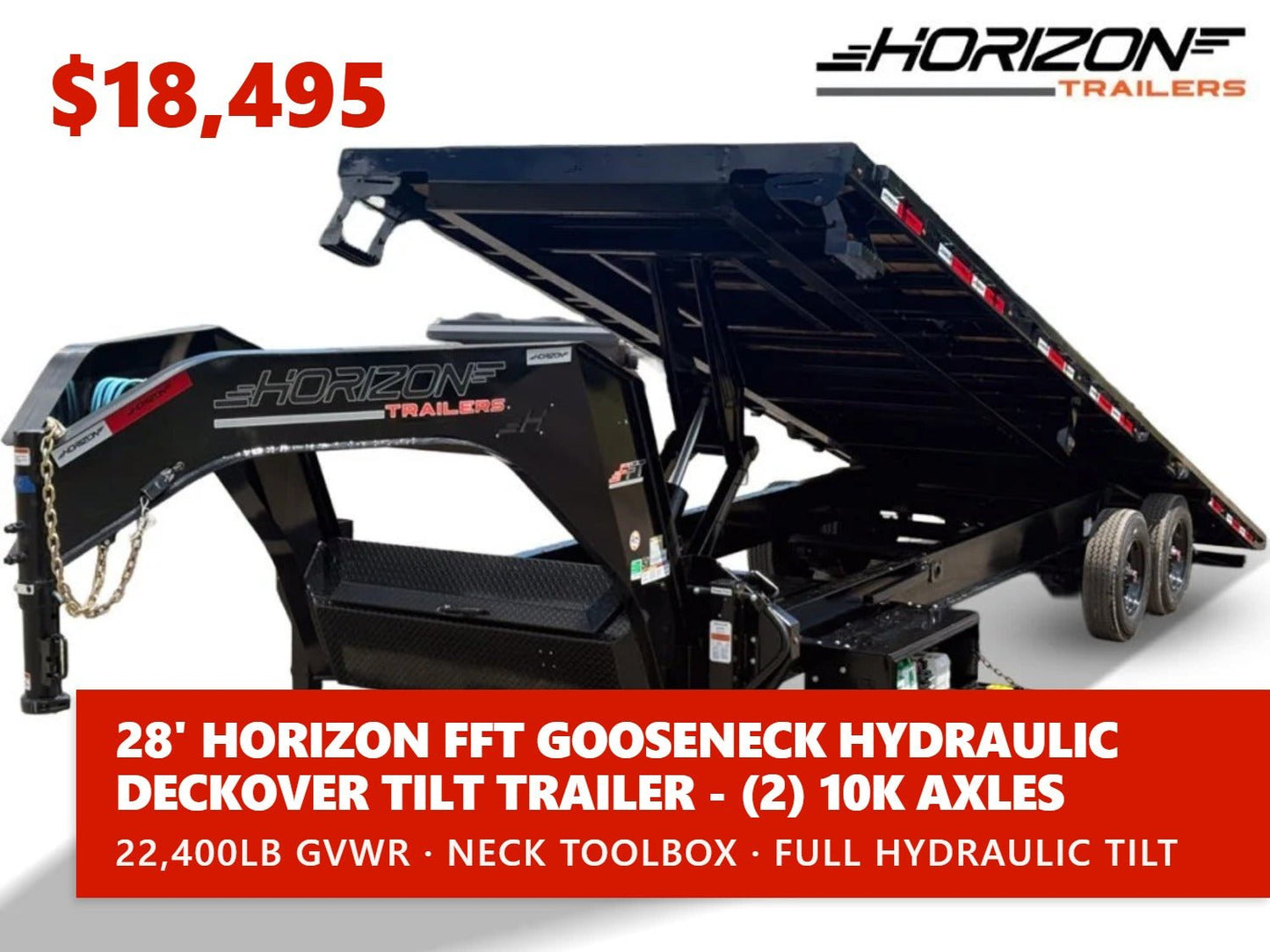 28' Horizon FFT Gooseneck Full Deckover Tilt Trailer - (2) 10K Axles 016936 - Stryker Dealership Group