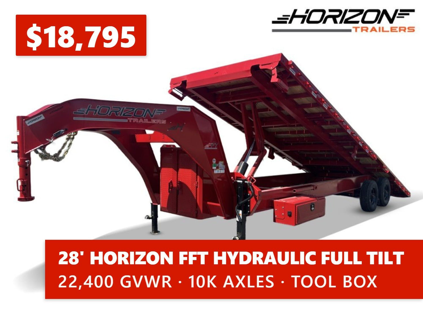 28' Horizon FFT Gooseneck Full Deckover Tilt Trailer - (2) 10K Axles 016937 - Stryker Dealership Group