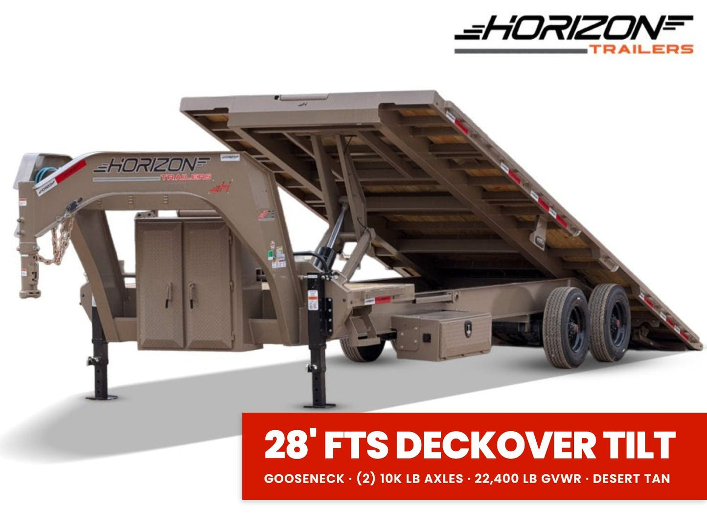 28' Horizon FTS Gooseneck Hydraulic Deckover Tilt Trailer - 10K Axles 16528 - Stryker Dealership Group