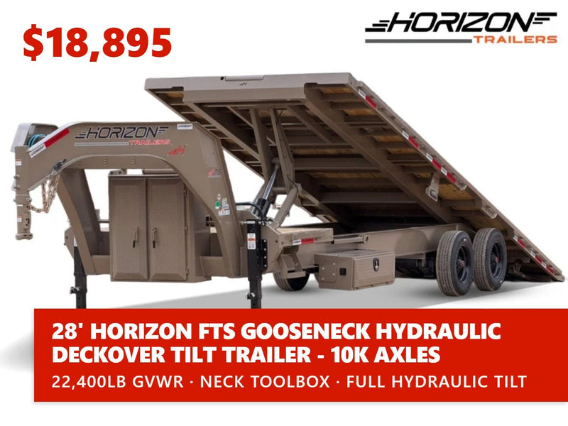 28' Horizon FTS Gooseneck Hydraulic Deckover Tilt Trailer - 10K Axles 16528 - Stryker Dealership Group