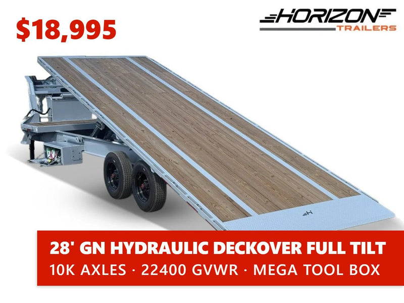 28' Horizon FTS Gooseneck Hydraulic Deckover Tilt Trailer - (2) 10K Axles 016534 - Stryker Dealership Group