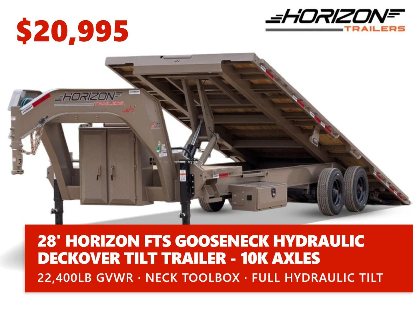 28' Horizon FTS Gooseneck Hydraulic Deckover Tilt Trailer - (2) 10K Axles 016541 - Stryker Dealership Group