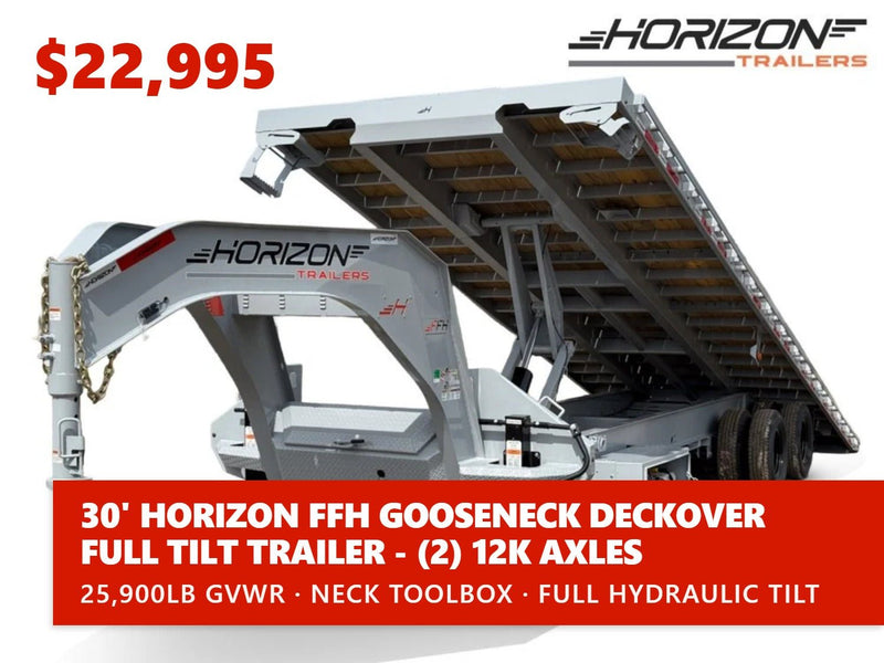 30' Horizon FFH Gooseneck Deckover Full Tilt Trailer - (2) 12K Axles 012391 - Stryker Dealership Group