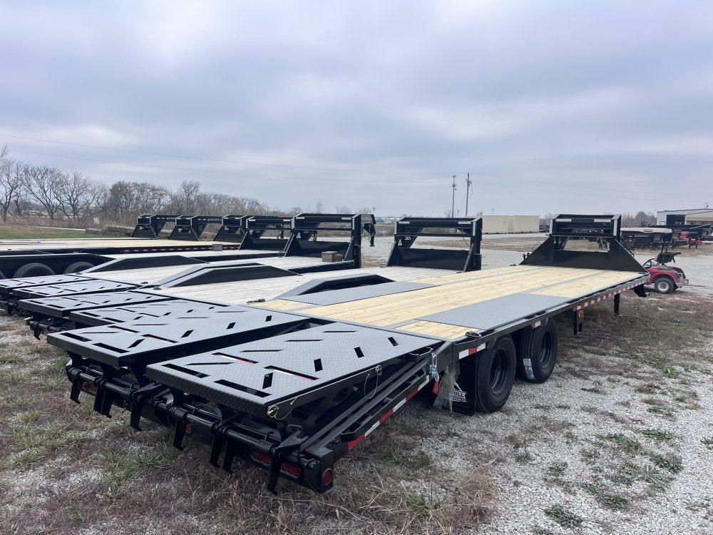 30' Iron Bull FLG Gooseneck Deckover Trailer Mega Ramps - (2) 10,000 lb Axles 914366 - Stryker Dealership Group
