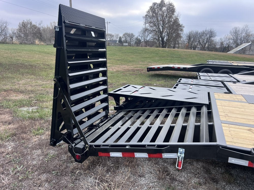 30' Iron Bull FLG Gooseneck Deckover Trailer Mega Ramps - (2) 10,000 lb Axles 914366 - Stryker Dealership Group