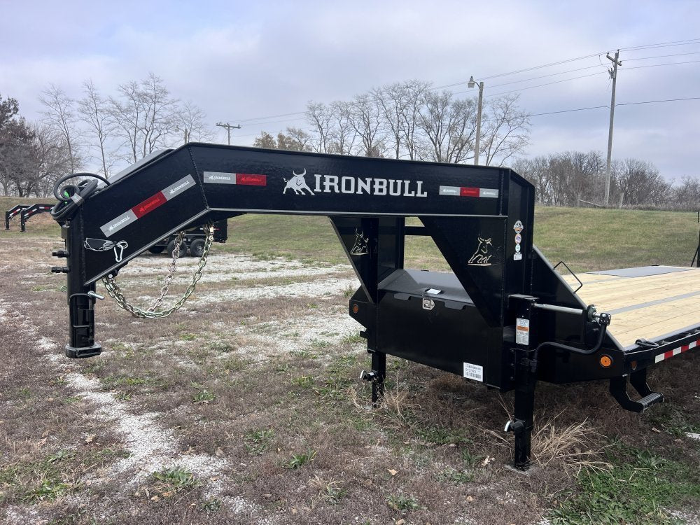 30' Iron Bull FLG Gooseneck Deckover Trailer Mega Ramps - (2) 10,000 lb Axles 914366 - Stryker Dealership Group