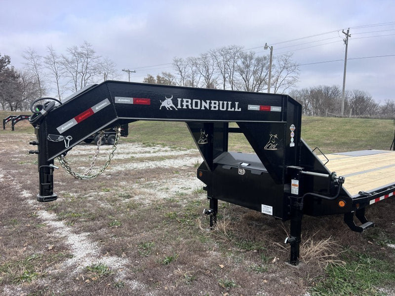30' Iron Bull FLG Gooseneck Deckover Trailer Mega Ramps - (2) 10,000 lb Axles 914366 - Stryker Dealership Group