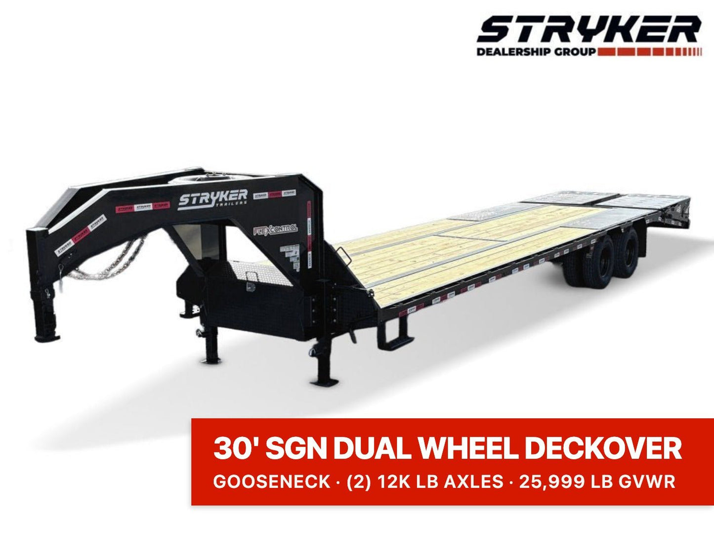30' Stryker Gooseneck Dual Wheel Deckover Trailer Mega Ramps - (2) 12K Axles 003781 - Stryker Dealership Group