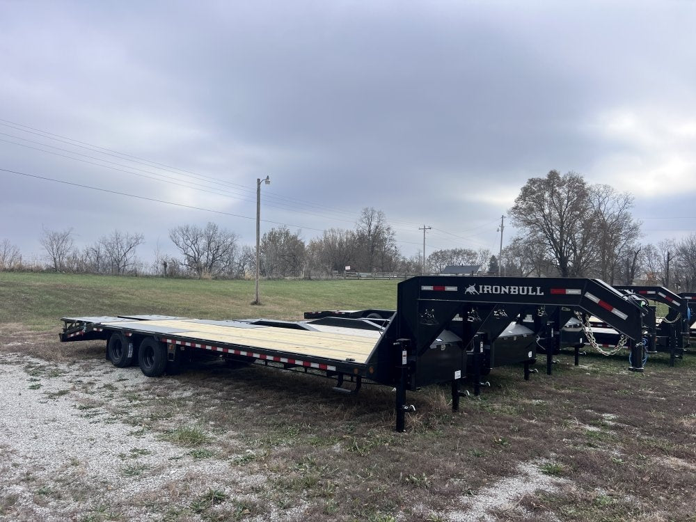 30' Iron Bull FLG Gooseneck Deckover Trailer Mega Ramps - (2) 10,000 lb Axles - Dual Wheel Deckover - DO 10K MR DW - Stryker Dealership Group