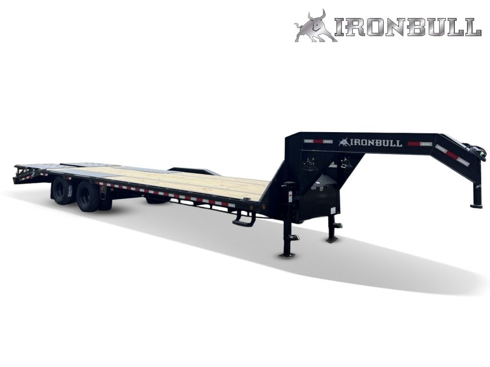 30' Iron Bull FLG Gooseneck Deckover Trailer Mega Ramps - (2) 10,000 lb Axles - Dual Wheel Deckover - DO 10K MR DW - Stryker Dealership Group