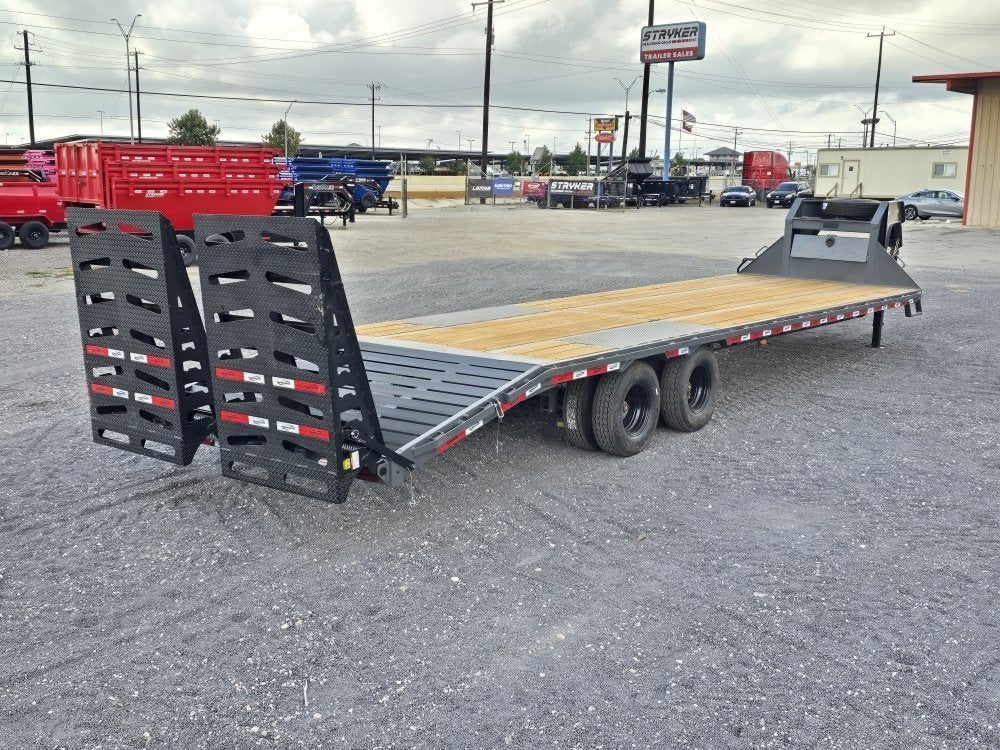 32' DKO Gooseneck Deckover 27' + 5' Mega Ramps (2) 12K Axles 011358 - Stryker Dealership Group