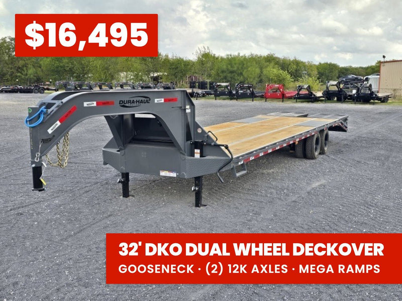 32' Dura-Hual DKO Gooseneck Dual Wheel Deckover Trailer Mega Ramps - (2) 12K Axles 011360 - Stryker Dealership Group