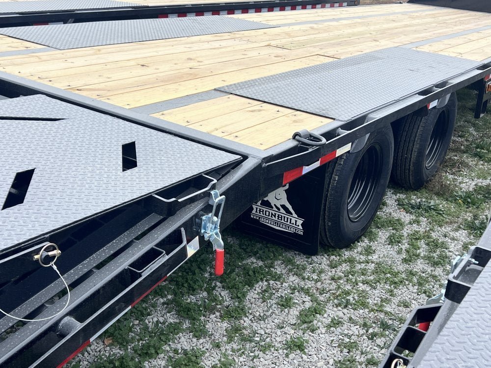 32' Iron Bull FLG Gooseneck Deckover Trailer Mega Ramps - (2) 10,000 lb Axles 912240 - Stryker Dealership Group