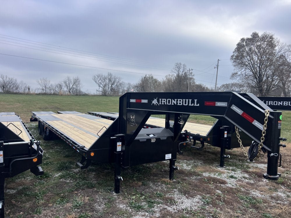 32' Iron Bull FLG Gooseneck Deckover Trailer Mega Ramps - (2) 10,000 lb Axles 912240 - Stryker Dealership Group