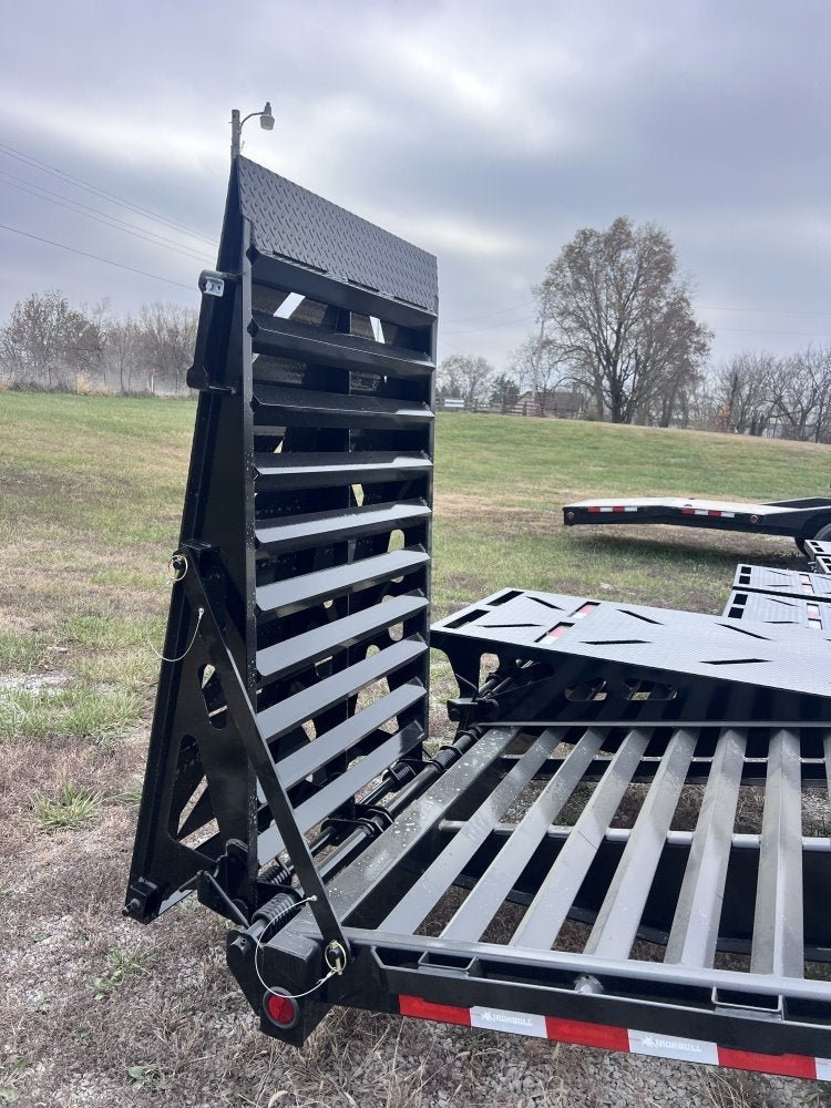 32' Iron Bull FLG Gooseneck Deckover Trailer Mega Ramps - (2) 10,000 lb Axles 912394 - Stryker Dealership Group