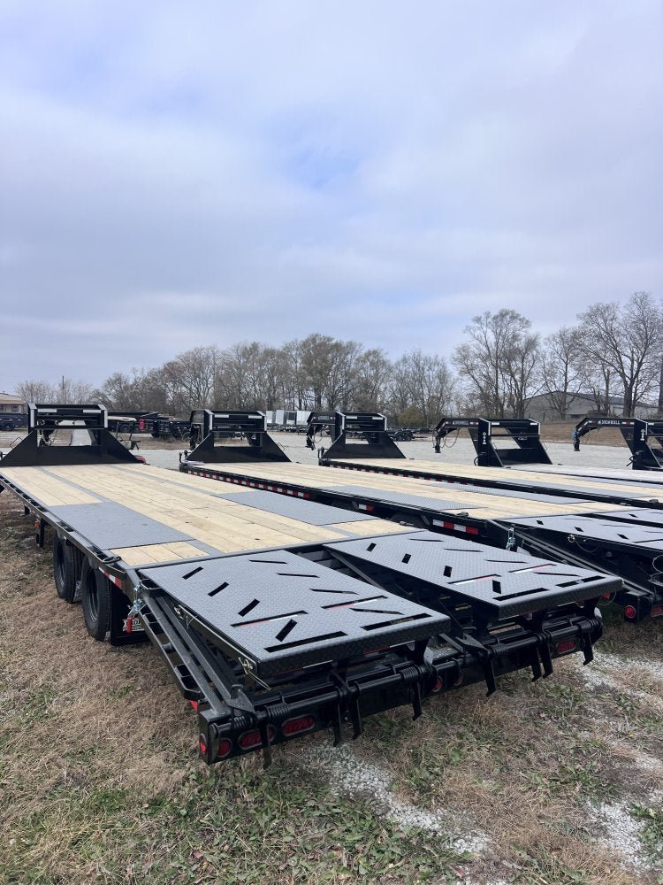 32' Iron Bull FLG Gooseneck Deckover Trailer Mega Ramps - (2) 10,000 lb Axles 912394 - Stryker Dealership Group
