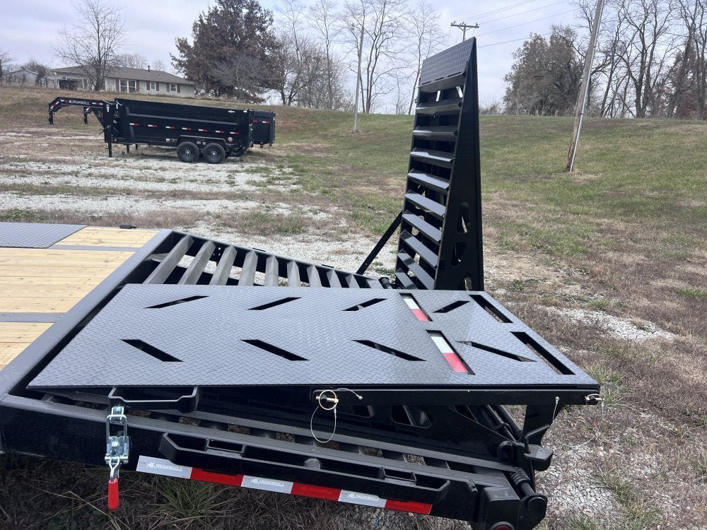 32' Iron Bull FLG Gooseneck Deckover Trailer Mega Ramps - (2) 12,000 lb Axles 914365 - Stryker Dealership Group