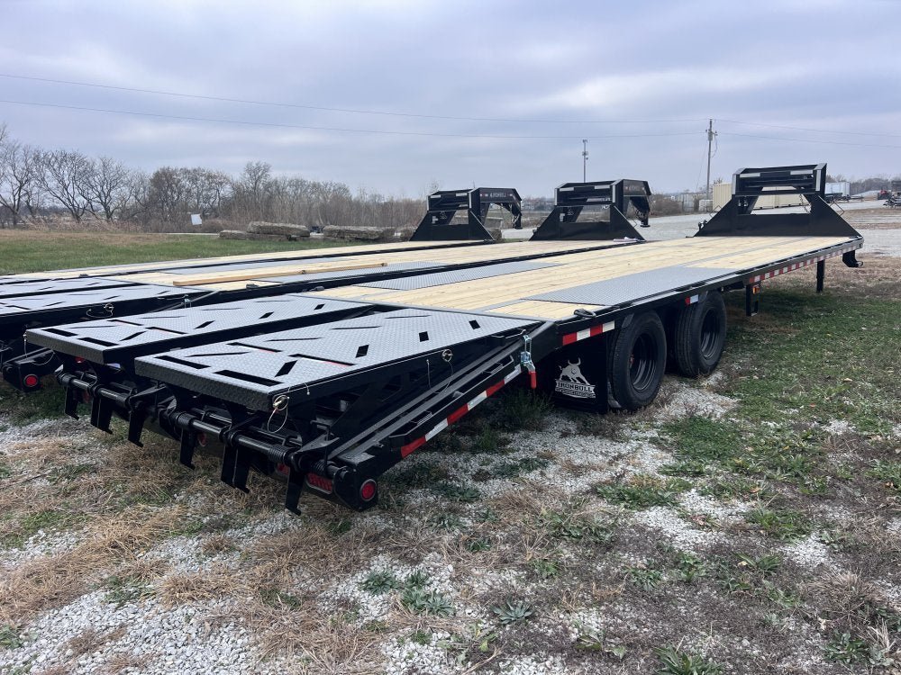 32' Iron Bull FLG Gooseneck Deckover Trailer Mega Ramps - (2) 12,000 lb Axles 914365 - Stryker Dealership Group