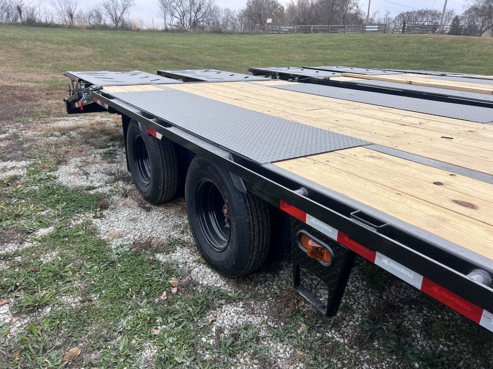 32' Iron Bull FLG Gooseneck Deckover Trailer Mega Ramps - (2) 12,000 lb Axles 914365 - Stryker Dealership Group