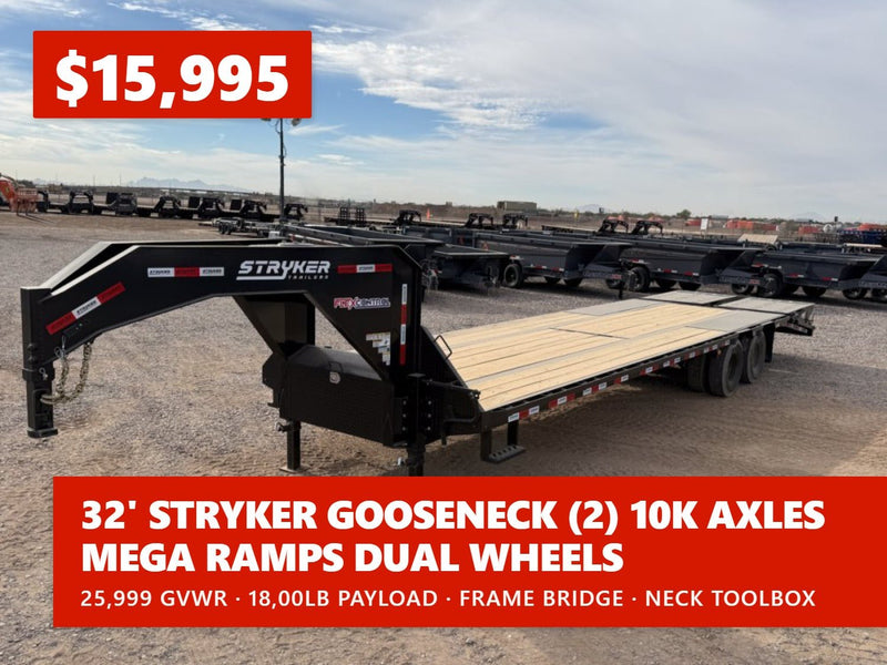 32' Stryker Gooseneck (2) 10K Axles Mega Ramps Dual Wheels 003463 - Stryker Dealership Group