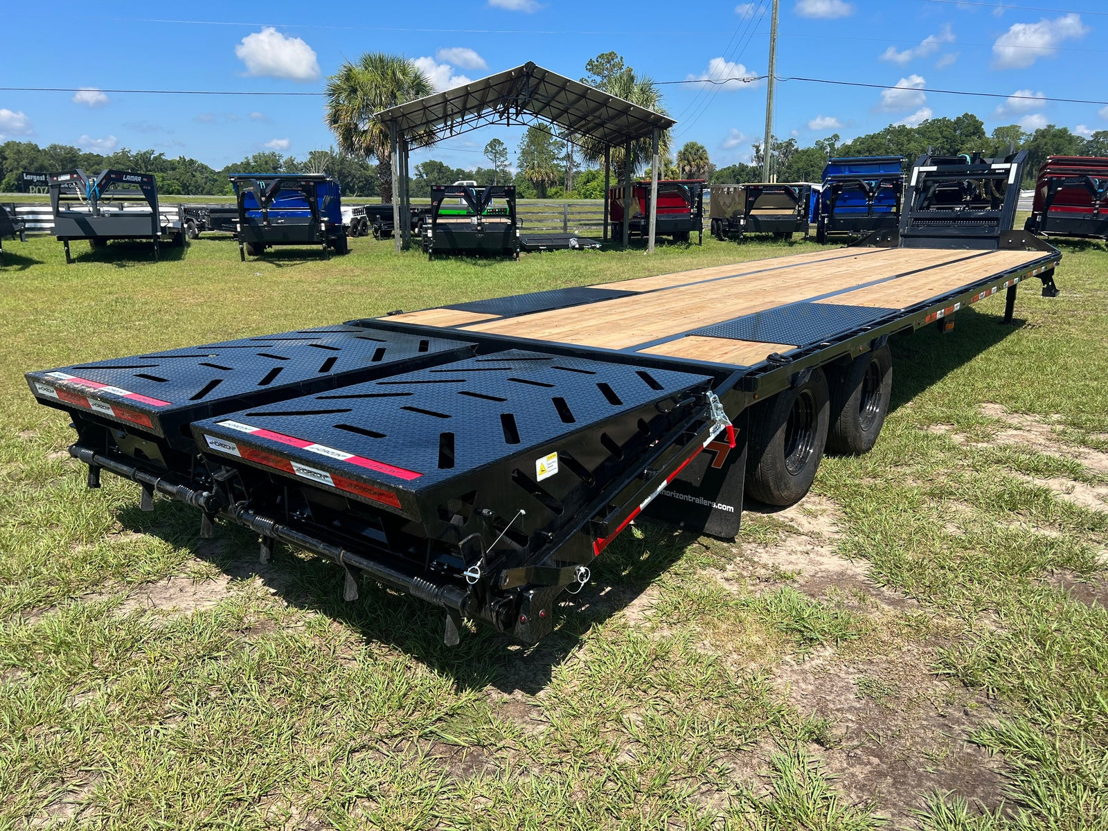 32' FHZ Gooseneck 2-10k Axles Mega Ramps 003708 - Gooseneck Flatbed CDL - Stryker Dealership Group