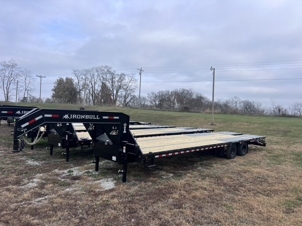 32' Iron Bull FLG Gooseneck Deckover Trailer Mega Ramps - (2) 10,000 lb Axles - Dual Wheel Deckover - DO 10K MR DW - Stryker Dealership Group