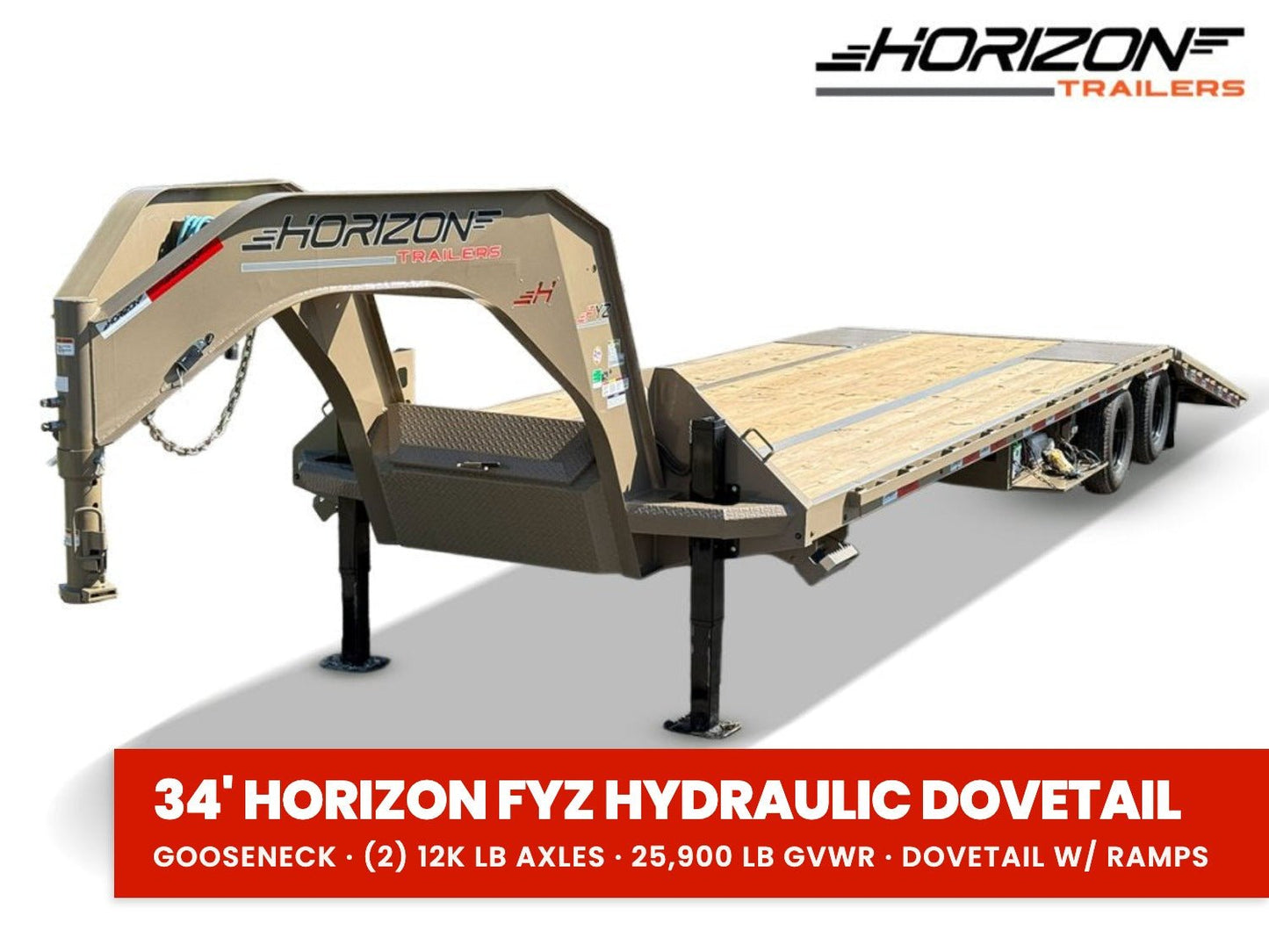 34' Horizon FYZ Gooseneck Hydraulic Dovetail Deckover Trailer - (2) 12K Axles 015564 - Stryker Dealership Group
