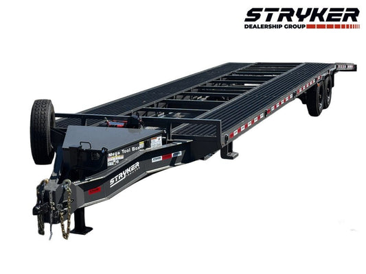 36' Bumper Pull Two Car Trailer (2) 8k Axles - Mesh Deck - 14 ply Tires & Spare - Winch 003354 - Stryker Dealership Group