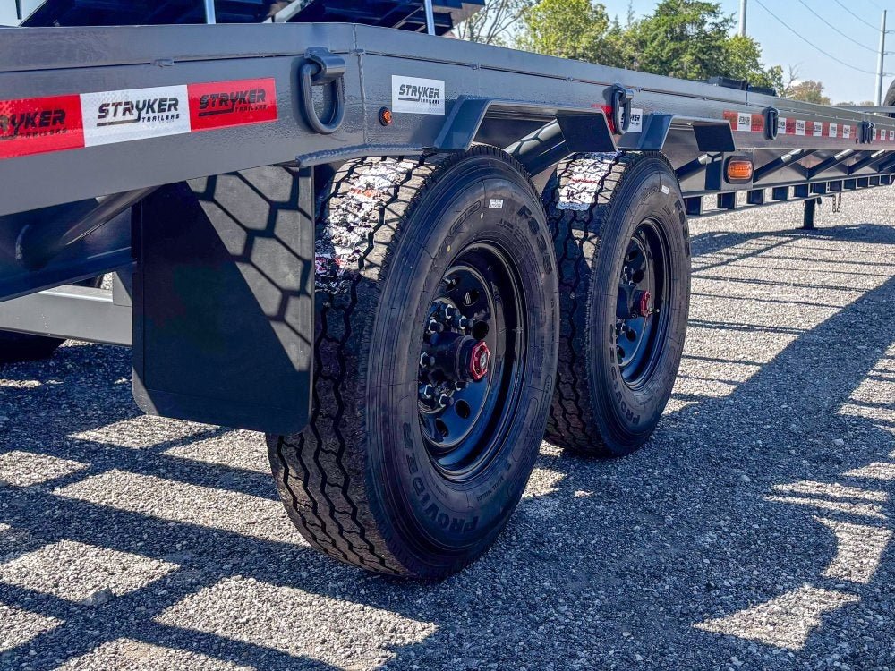 36' Bumper Pull Two Car Trailer (2) 8k Axles - Mesh Deck - 14 ply Tires & Spare - Winch 003380 - Stryker Dealership Group