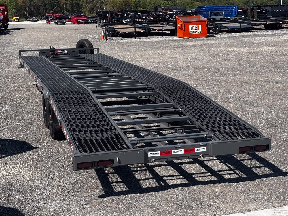 36' Bumper Pull Two Car Trailer (2) 8k Axles - Mesh Deck - 14 ply Tires & Spare - Winch 003380 - Stryker Dealership Group