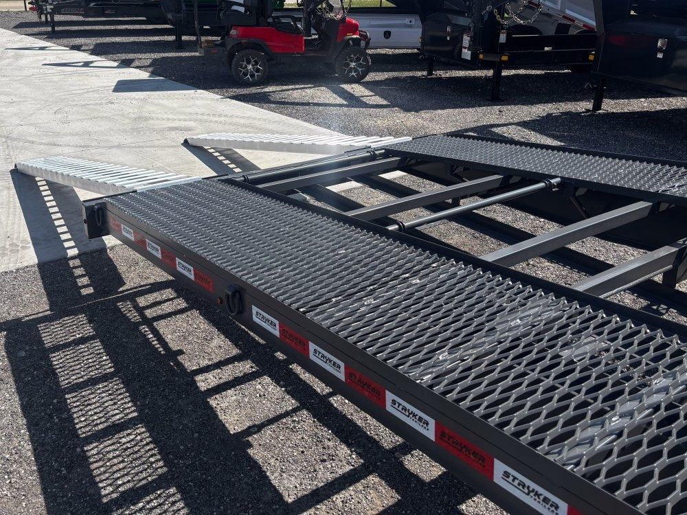 36' Bumper Pull Two Car Trailer (2) 8k Axles - Mesh Deck - 14 ply Tires & Spare - Winch 003380 - Stryker Dealership Group