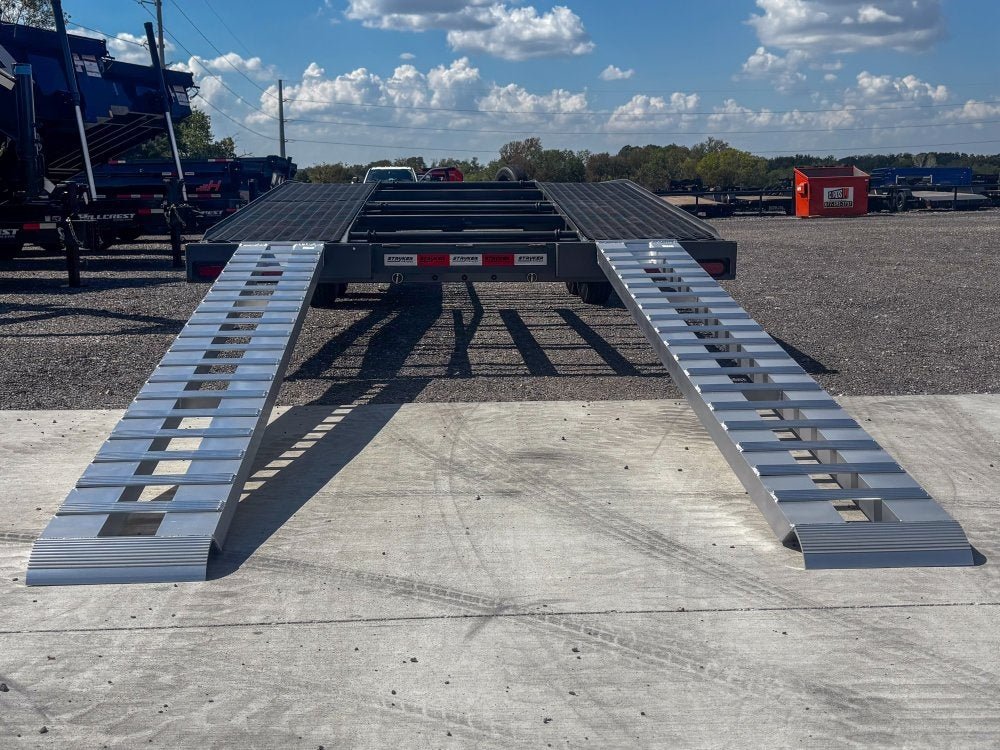 36' Bumper Pull Two Car Trailer (2) 8k Axles - Mesh Deck - 14 ply Tires & Spare - Winch 003380 - Stryker Dealership Group