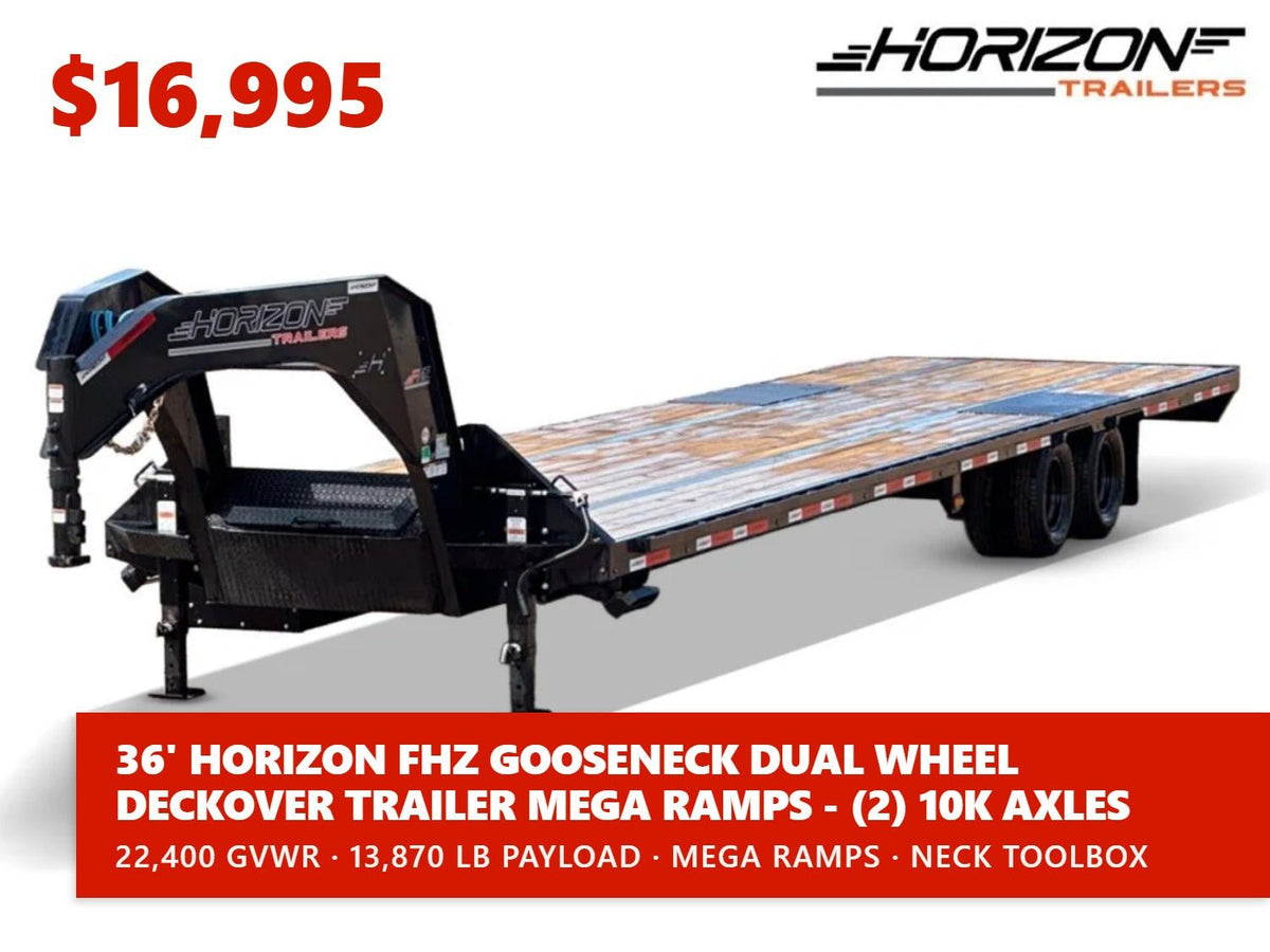36' Horizon FHZ Gooseneck Dual Wheel Deckover Trailer Mega Ramps - (2) 10K Axles 004015 - Stryker Dealership Group