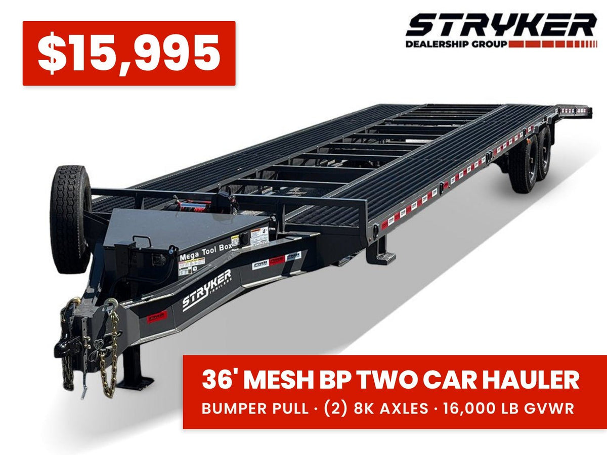 36' Stryker Bumper Pull Mesh Deck Multi Car Hauler - (2) 8k Axles 872 - Stryker Dealership Group
