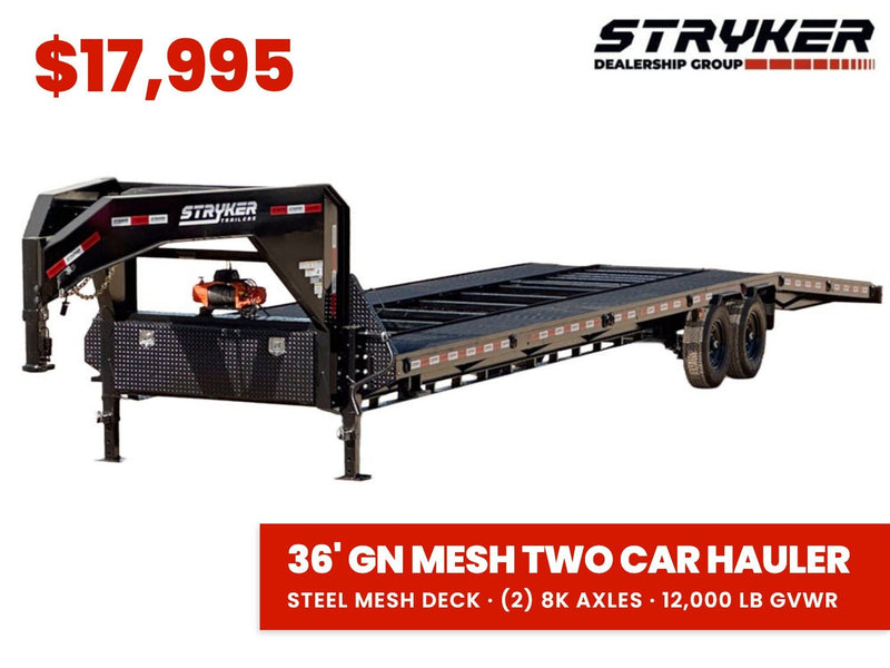 36' Stryker Gooseneck Mesh Deck Multi Car Haulers (2) 8k Axles - 12k GVWR Derated 004790 - Stryker Dealership Group