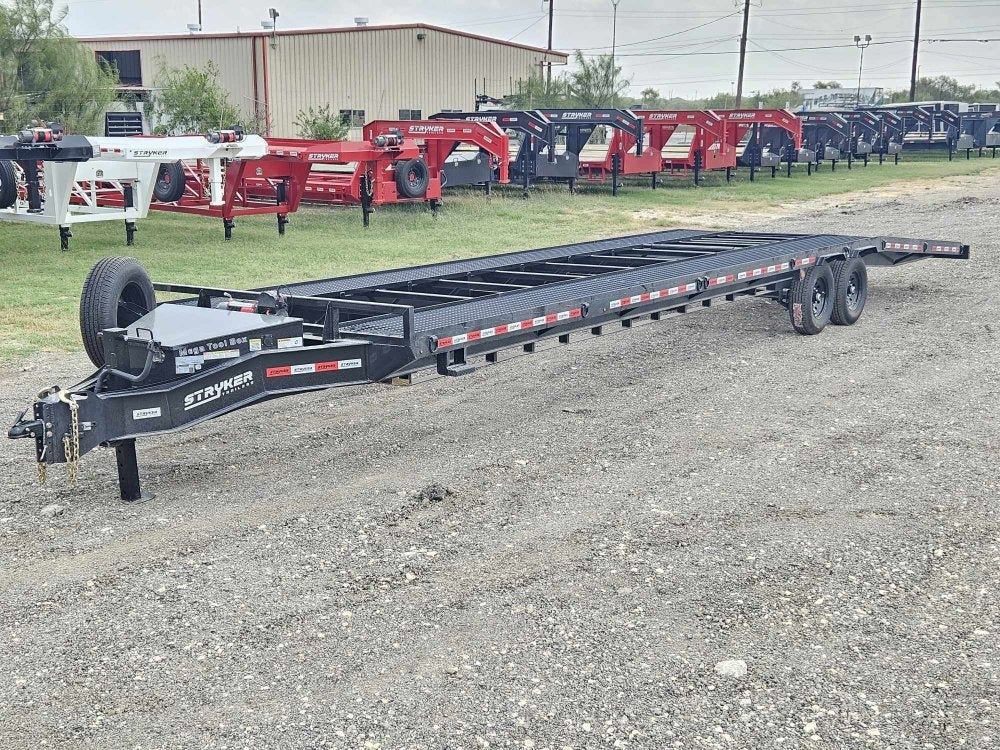 36' Bumper Pull Two Car Trailer (2) 8k Axles - Mesh Deck - 14 ply Tires & Spare - Winch - Car Hauler/Two Car - Stryker Dealership Group
