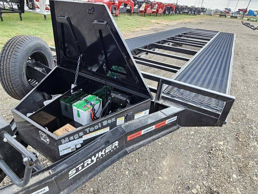 36' Bumper Pull Two Car Trailer (2) 8k Axles - Mesh Deck - 14 ply Tires & Spare - Winch - Car Hauler/Two Car - Stryker Dealership Group