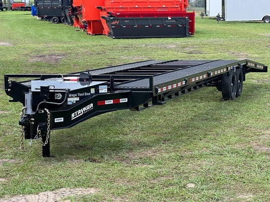36' Bumper Pull Two Car Trailer (2) 8k Axles - Mesh Deck - 14 ply Tires & Spare - Winch - Two Car - Stryker Dealership Group