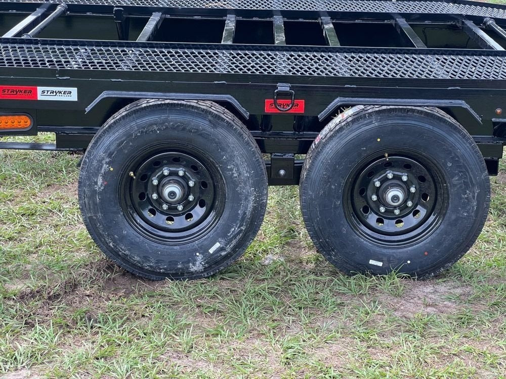 36' Bumper Pull Two Car Trailer (2) 8k Axles - Mesh Deck - 14 ply Tires & Spare - Winch - Two Car - Stryker Dealership Group