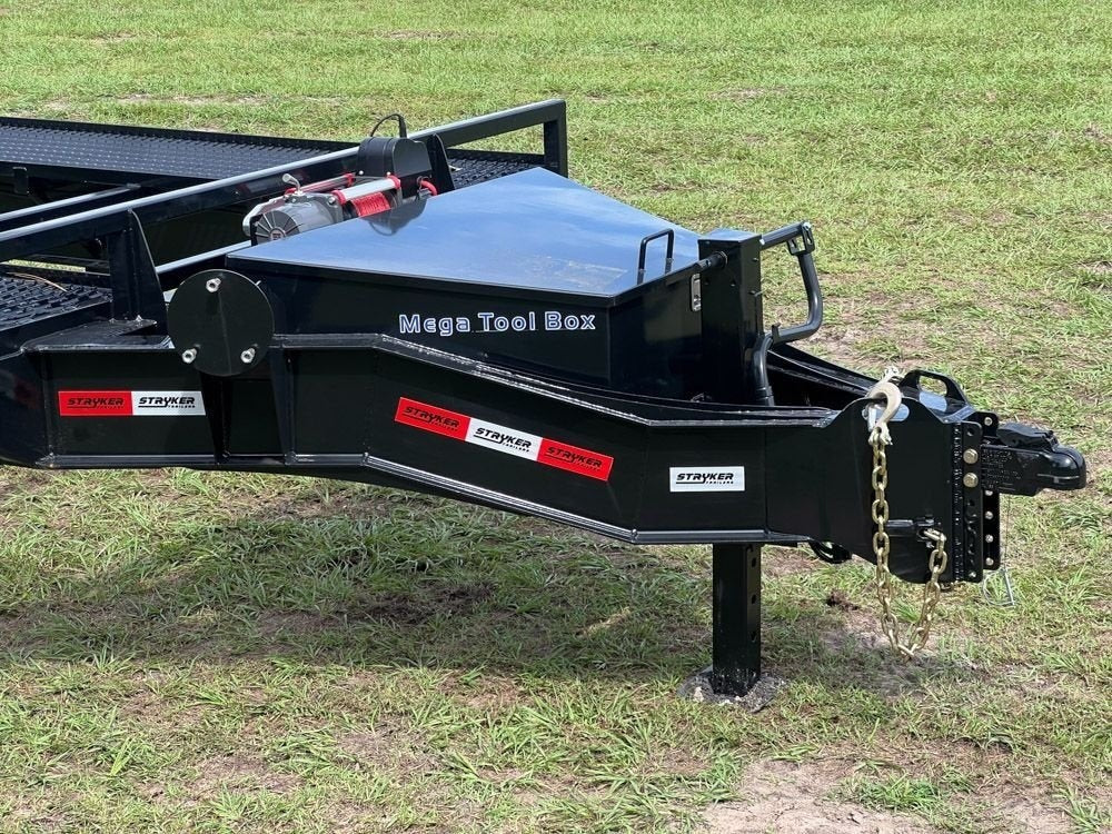 36' Bumper Pull Two Car Trailer (2) 8k Axles - Mesh Deck - 14 ply Tires & Spare - Winch - Two Car - Stryker Dealership Group