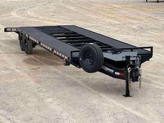 36' Bumper Pull Two Car Trailer (2) 8k Axles - Mesh Deck - 14 ply Tires & Spare - Winch - Car Hauler - Stryker Dealership Group